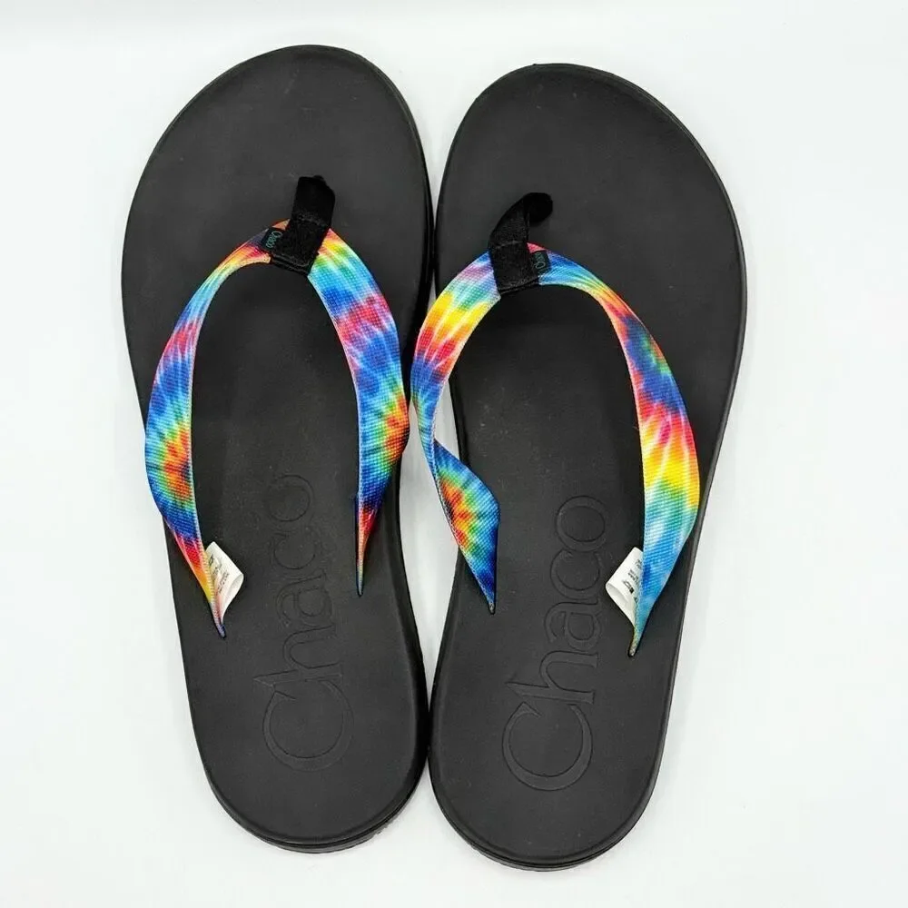 Chaco Chillos Flip Flops in Rainbow Tie Dye - Men’s US 12